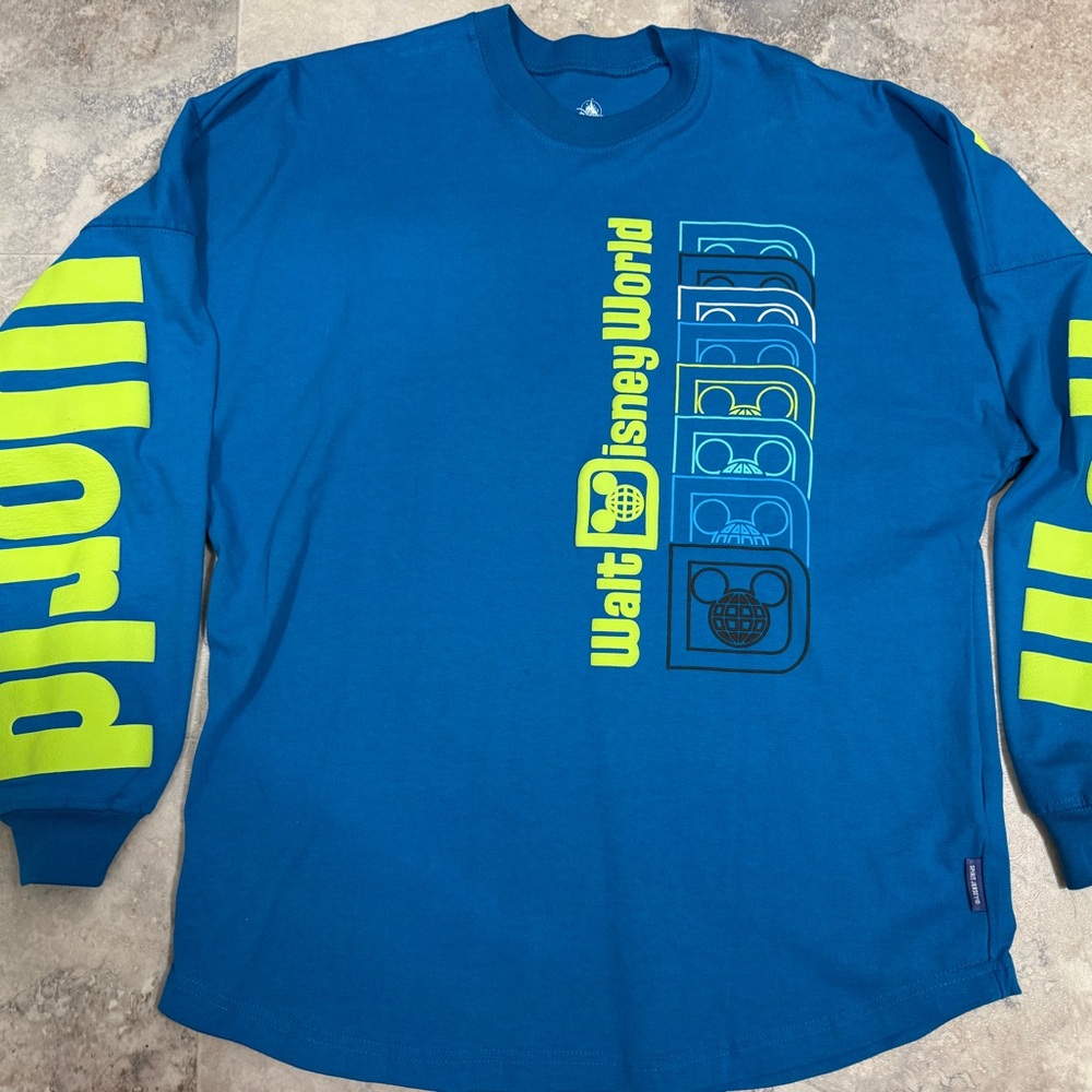 WDW blue and neon green spirit jersey
